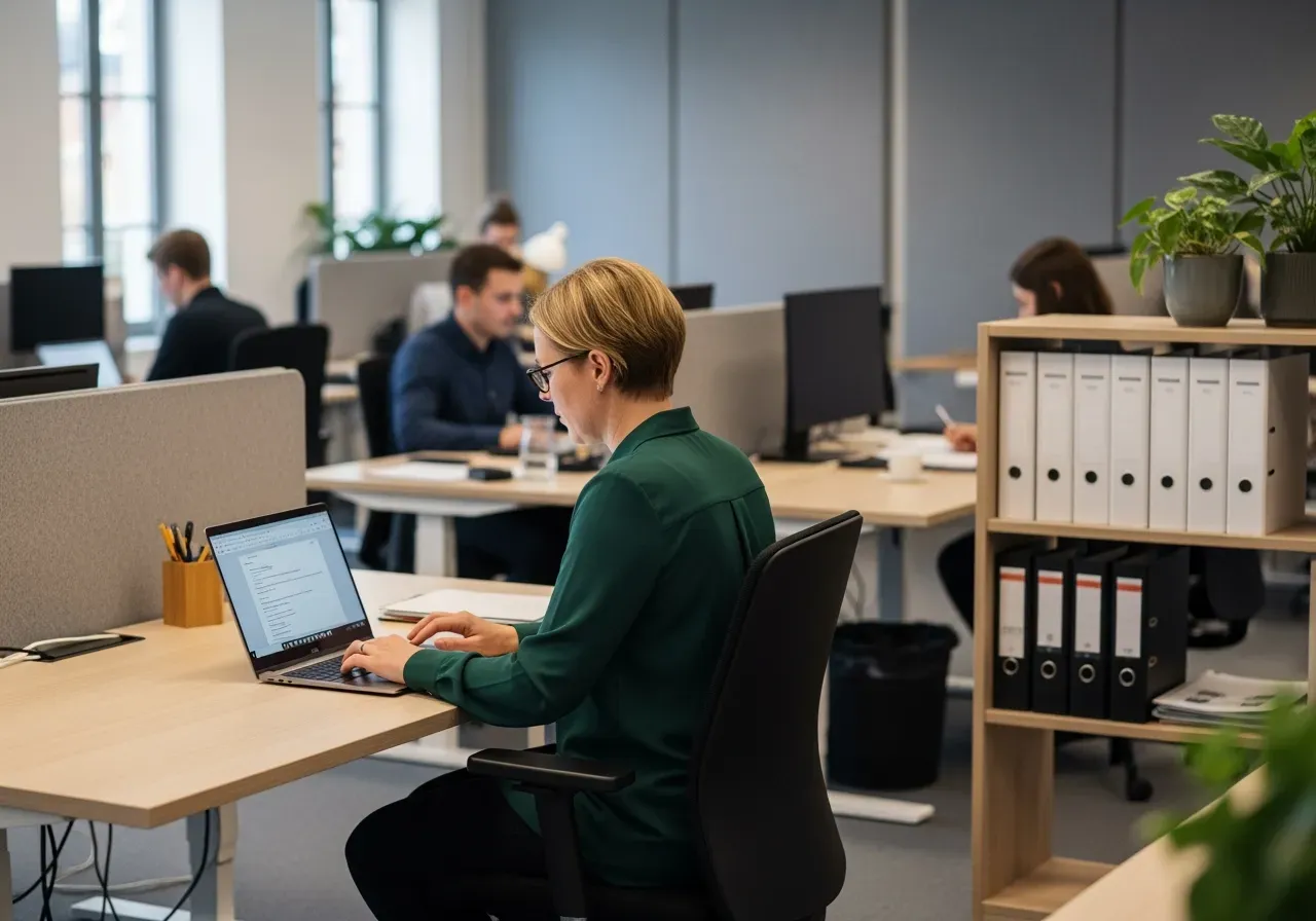 Personer som diskuterar företagets ekonomi vid ett möte