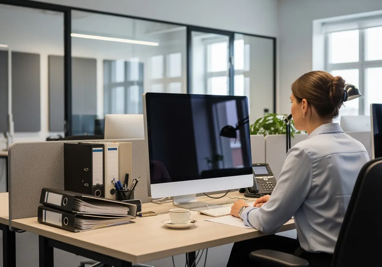 Personer vid byggarbetsplats med ritningar och dator